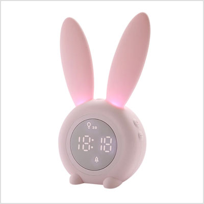 מנורת לילה שעון מעורר דיגיטלי נטען בעיצוב ארנב חמוד